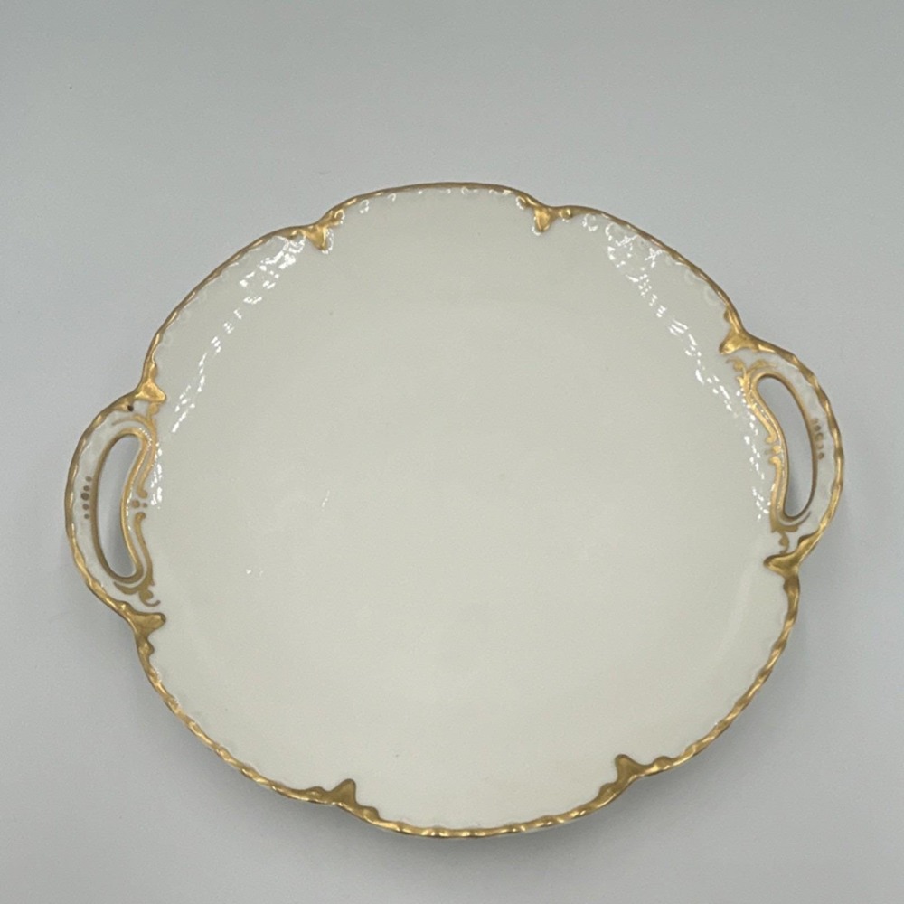 Haviland Limoges Porcelain Decorative Plate Gold Trim Round White
